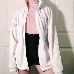 White Fleece Full Zip Up Columbia Jacket